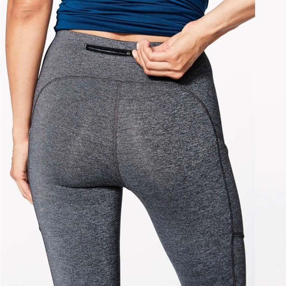 Lululemon Speed Up Crop (21") Heathered Black size 6 - Picture 2 of 13